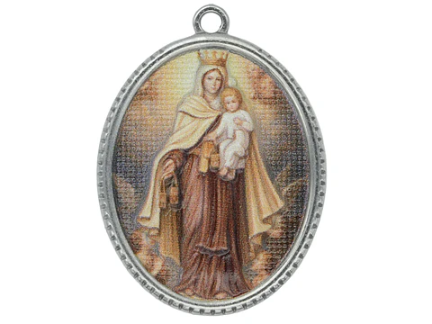 ACERO PLATEADO DIJE RESINA VIRGEN DEL CARMEN 30*25MM