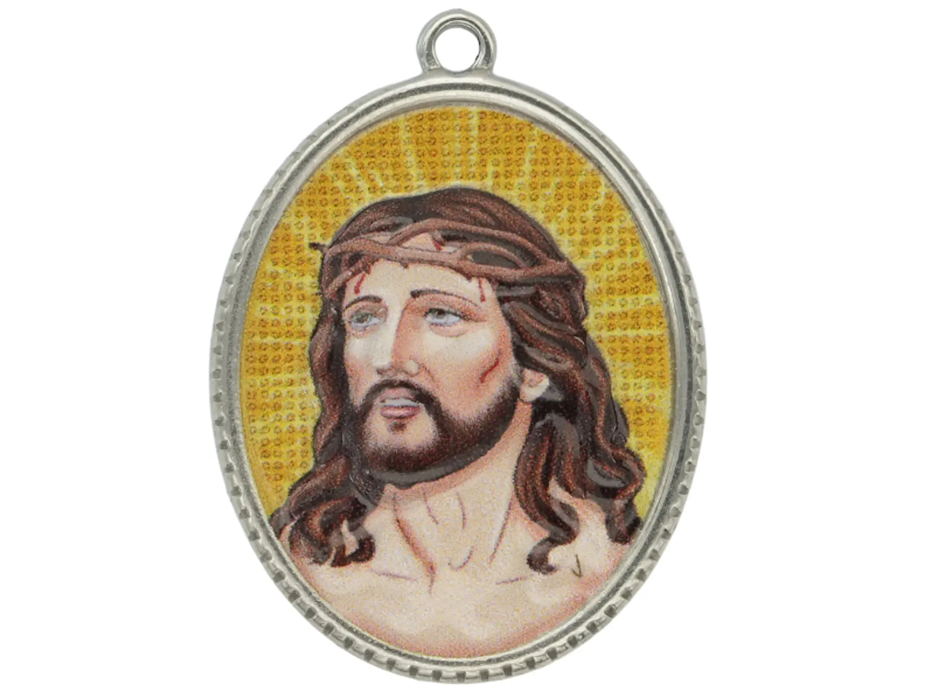 ACERO PLATEADO DIJE RESINA JESUS 30*25MM. 1