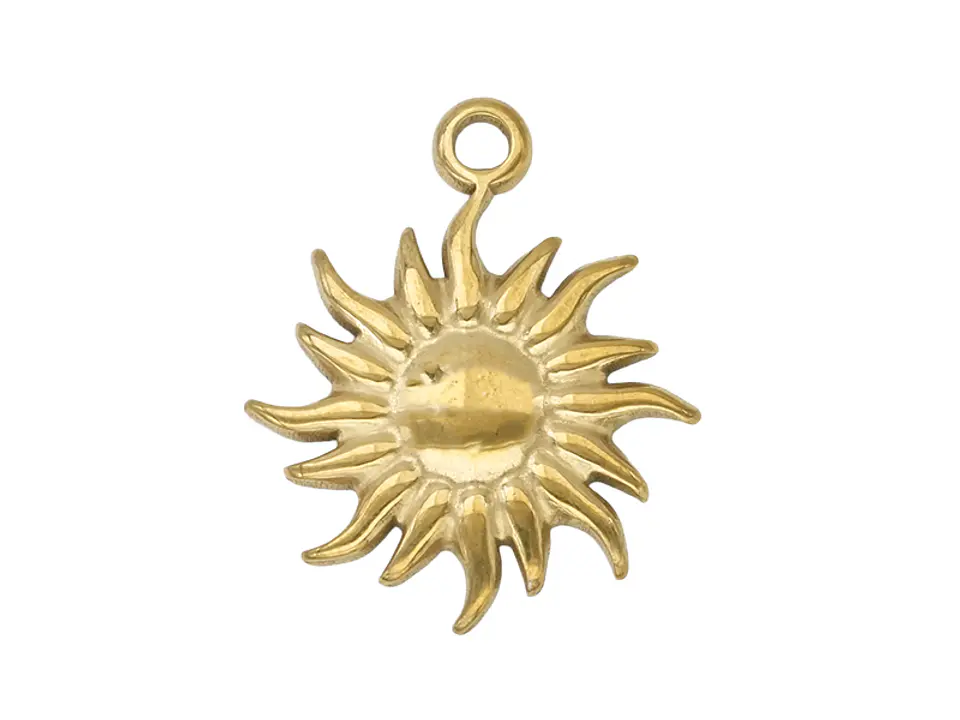 ACERO DORADO DIJE SOL PUNTAS 18MM 1