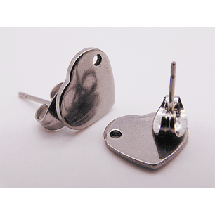 TOPO ACERO 10MM CORAZON X PAR