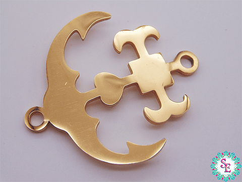 ACERO DORADO TERMINAL PULSERA ANCLA 28*25MM X UND 