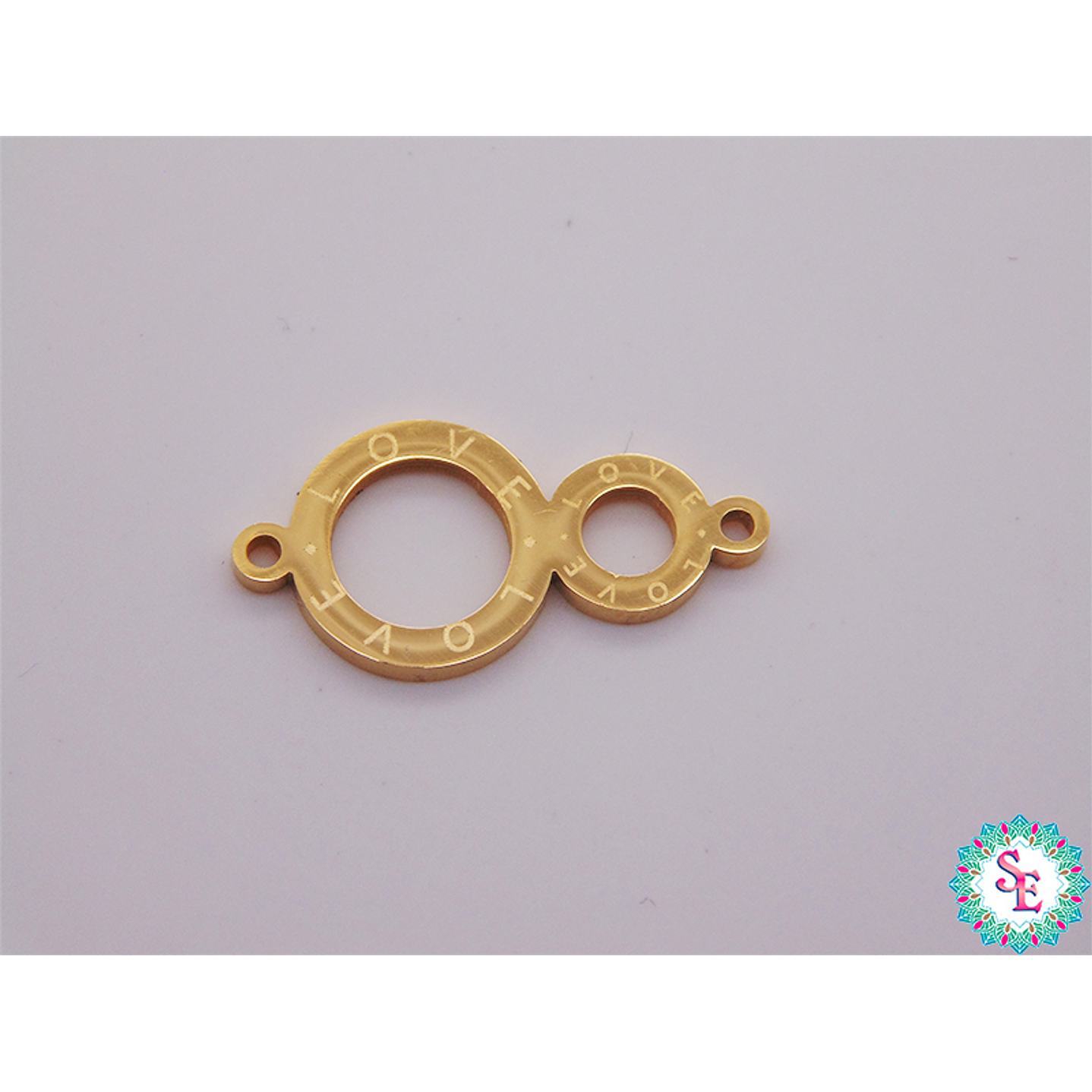ACERO DORADO TERMINAL OCHO LOVE 18*8MM X UND  1