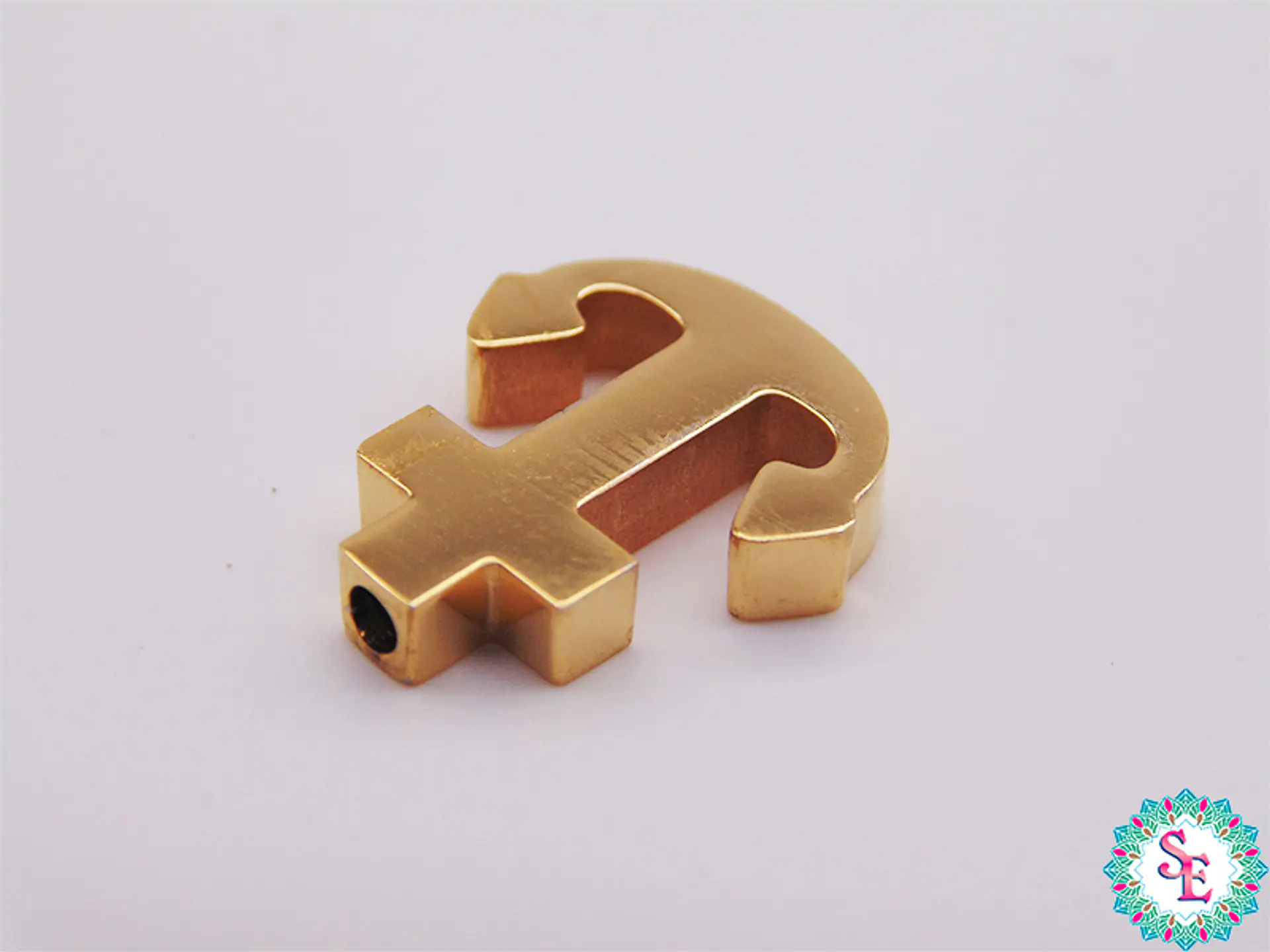 ACERO DORADO TERMINAL ANCLA 15*13*3MM CHATA  1