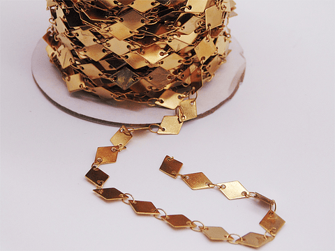  ACERO DORADO CADENA ROMBO 9*6MM