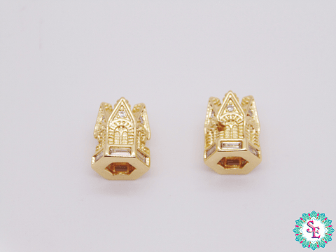 RODIO DORADA CUPULA IGLESIA MED CIRCON BLANCO 11*13MM