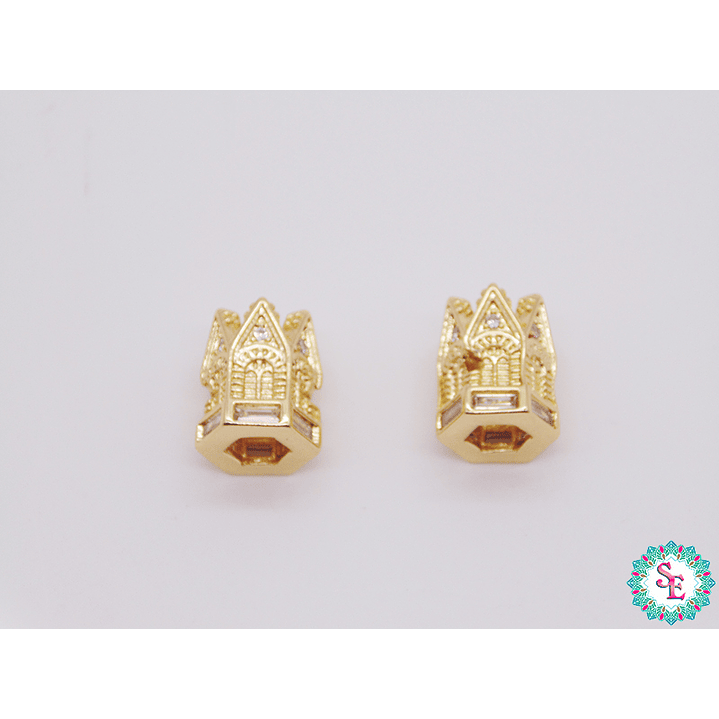 RODIO DORADA CUPULA IGLESIA MED CIRCON BLANCO 11*13MM 1