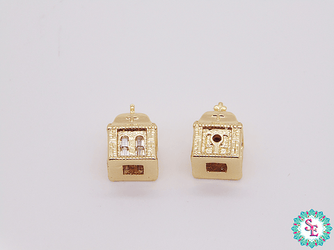 RODIO DORADA CUPULA IGLESIA  CIRCON BLANCO 9*14MM