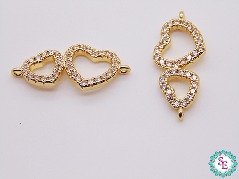 RODIO DORADO CORAZON DOBLE PQ CIRCON BLANCO 21*9MM