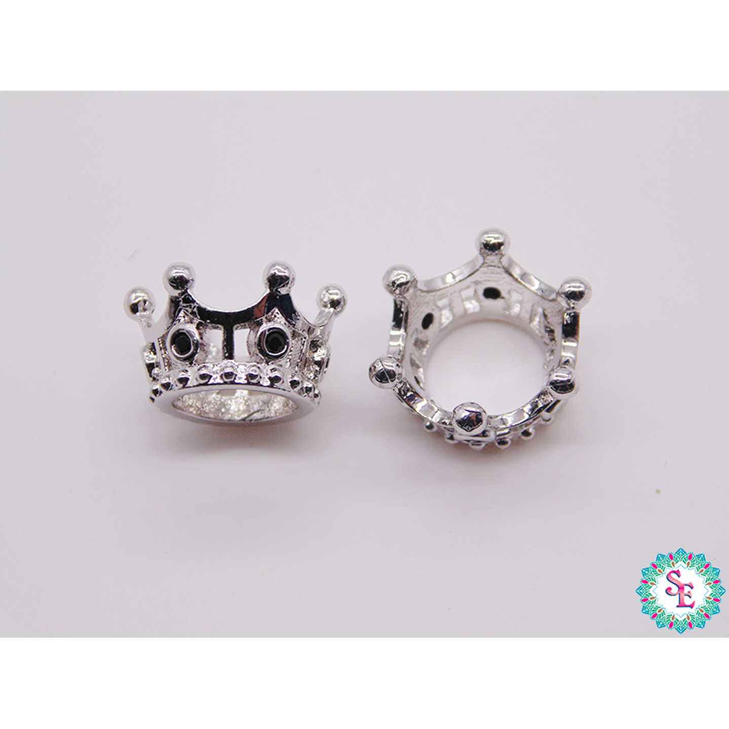 RODIO CORONA PLATEADO PQ REY CIRCON NEGRO 12*7MM 1