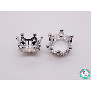 RODIO CORONA PLATEADO PQ REY CIRCON NEGRO 12*7MM
