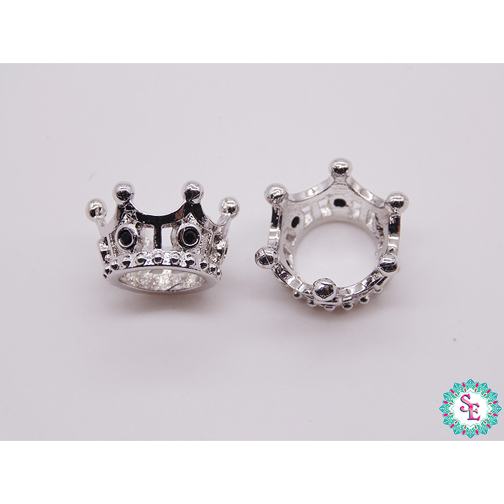 RODIO CORONA PLATEADO PQ REY CIRCON NEGRO 12*7MM 1