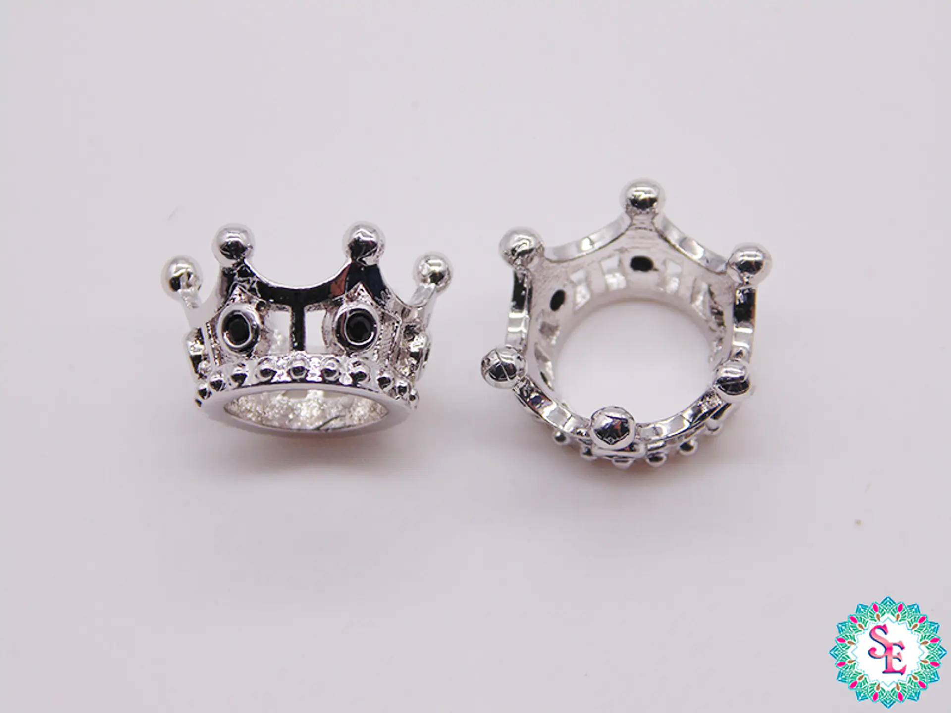 RODIO CORONA PLATEADO PQ REY CIRCON NEGRO 12*7MM 1