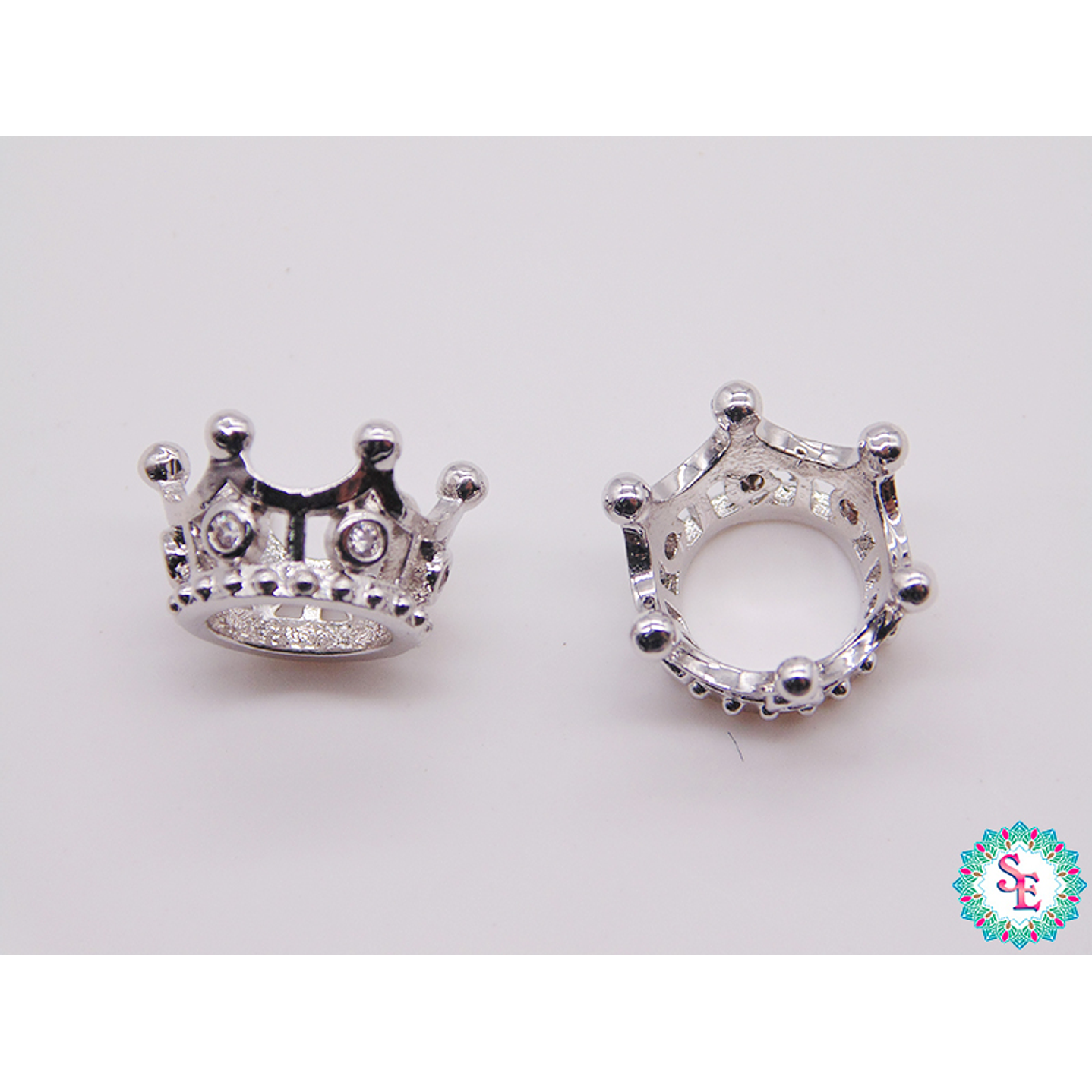 RODIO CORONA PLATEADA PQ REY CIRCON BLANCO 12*7MM 1