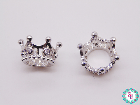 RODIO CORONA PLATEADA PQ REY CIRCON BLANCO 12*7MM