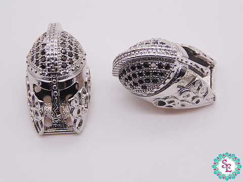 RODIO PLATEADO CASCO GRANDE CIRCON NEGRO 12*20MM