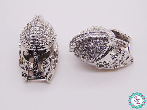 RODIO PLATEADO CASCO GRANDE  CIRCON PLATEADO 12*20MM