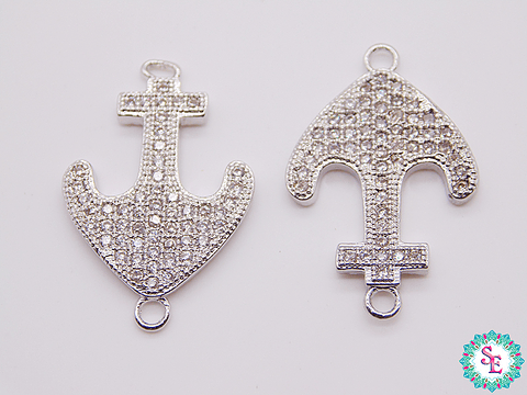 RODIO ANCLA PLATEADA MEDIANA CIRCON BLANCO 24*16MM