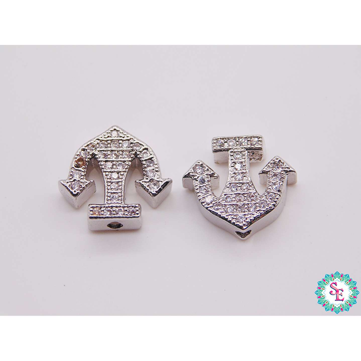 RODIO ANCLA PLATEADA SEPARADIR CIRCON BLANCO 12*13MM  1