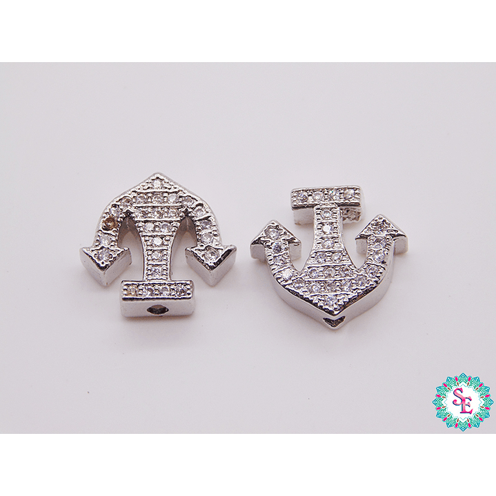 RODIO ANCLA PLATEADA SEPARADIR CIRCON BLANCO 12*13MM  1