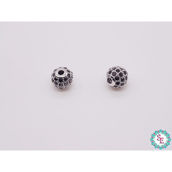 RODIO BOLA PLATEADA # 6 MM CIRCON NEGRO 1
