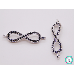 RODIO PLATEADO INFINITO CIRCON NEGRO 28*7MM