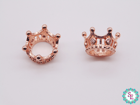 RODIO CORONA ROSADA PQ REY CIRCON BLANCO 12*7MM