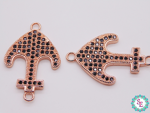 RODIO ANCLA ROSADO MEDIANA CIRCON NEGRO 24*16MM