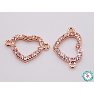 RODIO ROSADO CORAZON SILUETA CIRCON BLANCO 20*13MM