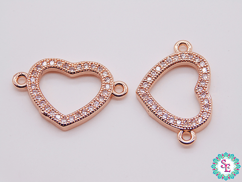 RODIO ROSADO CORAZON SILUETA CIRCON BLANCO 20*13MM