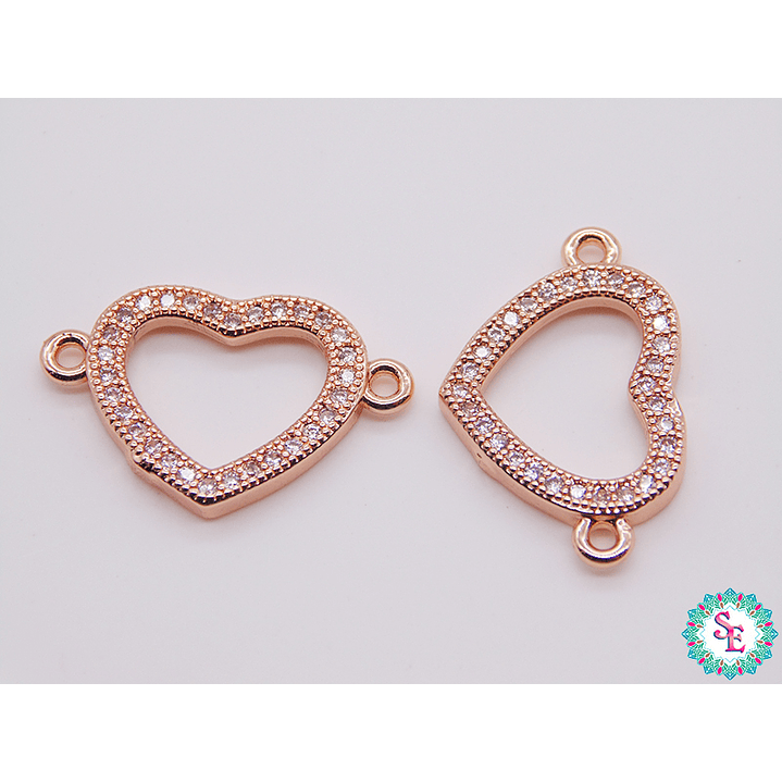 RODIO ROSADO CORAZON SILUETA CIRCON BLANCO 20*13MM 1
