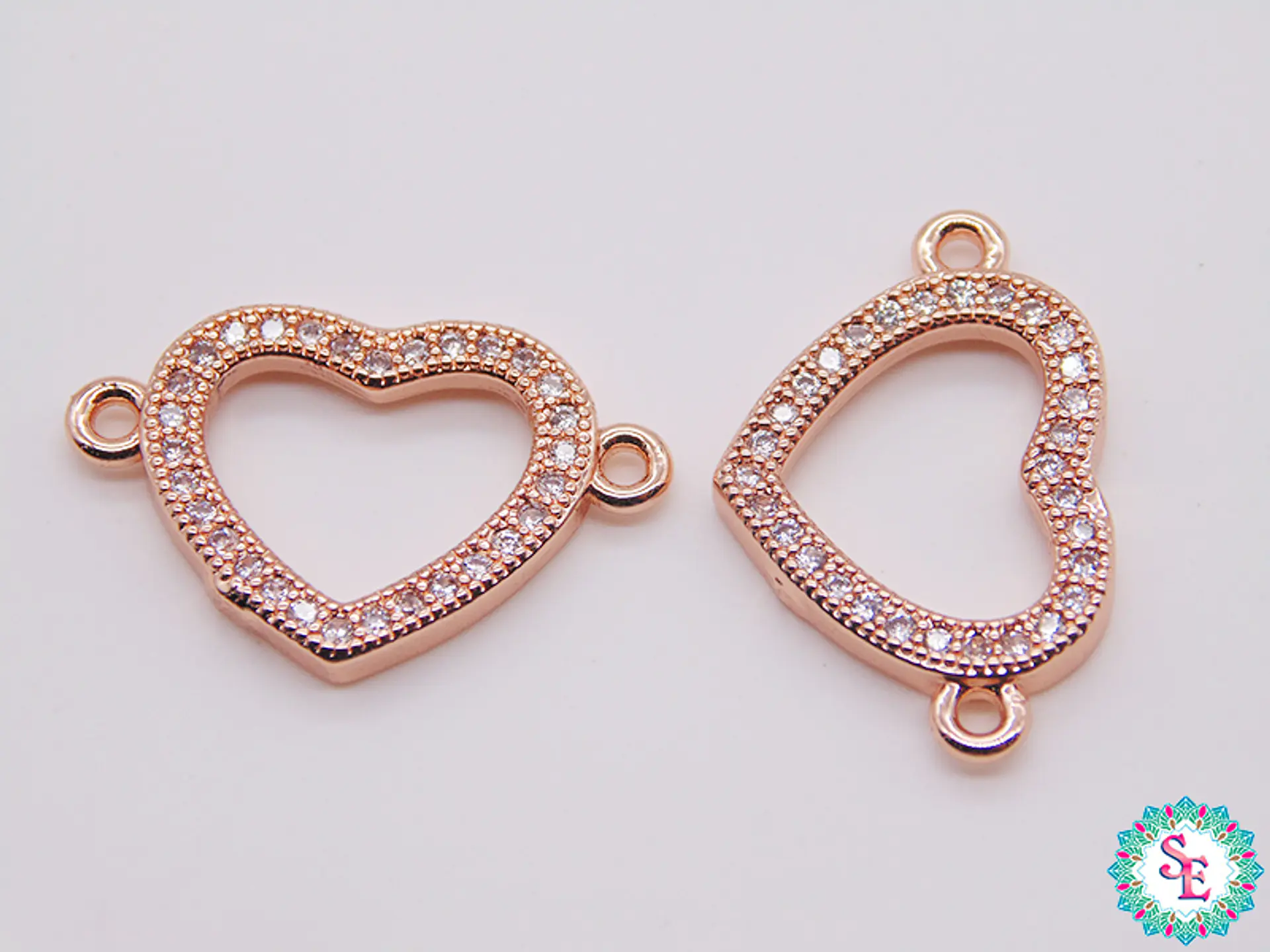 RODIO ROSADO CORAZON SILUETA CIRCON BLANCO 20*13MM 1