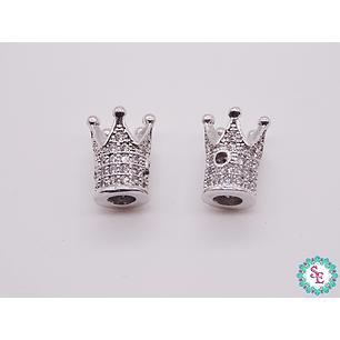 RODIO PLATEADO CORONA PEQUEÑO CIRCON BLANCO 8*10MM