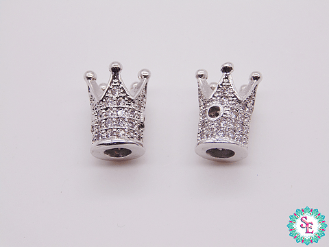 RODIO PLATEADO CORONA PEQUEÑO CIRCON BLANCO 8*10MM