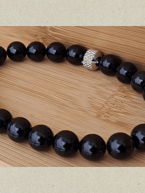 Pulseira turmalina negra esfera 8mm