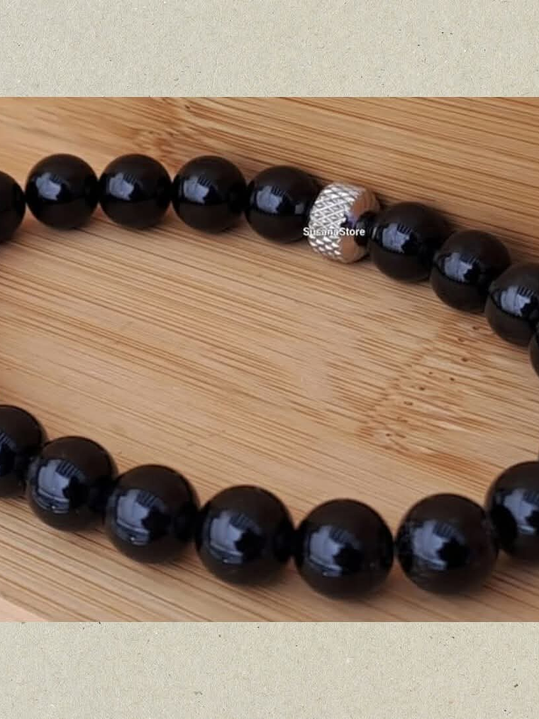 Pulseira turmalina negra esfera 8mm 1