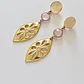 Aros bañados en oro con Cuarzo rosado. - Miniatura 2
