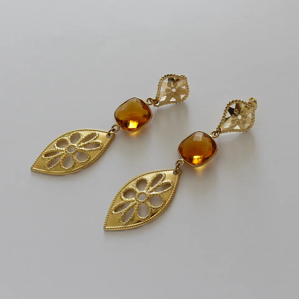 Aros bañados en oro con Citrino Hidrotermal 1