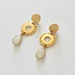 Aros bañados en oro con Cuarzo Blanco. - Miniatura 2
