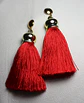 Aros Acero Quirúrgico con Borlas Rojas. - Miniatura 1