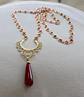 Collar bañado en oro con Circonias Burdeo y Ágata Burdeo. - Miniatura 2