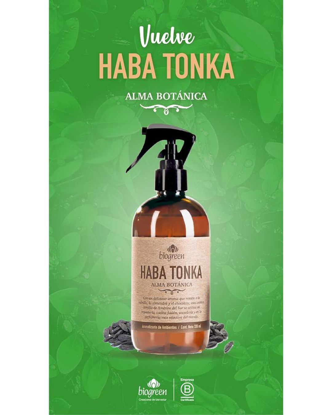 BioGreen Aromatizador Línea Botánica Haba Tonka 330ml