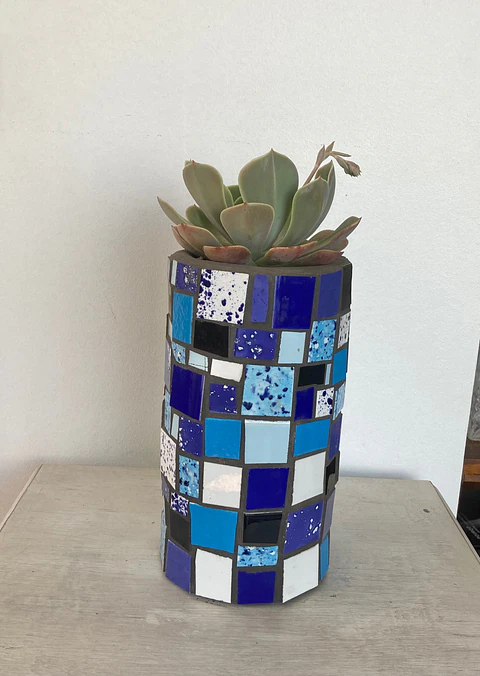 Maceta Mosaico Azul Grande Echeveria