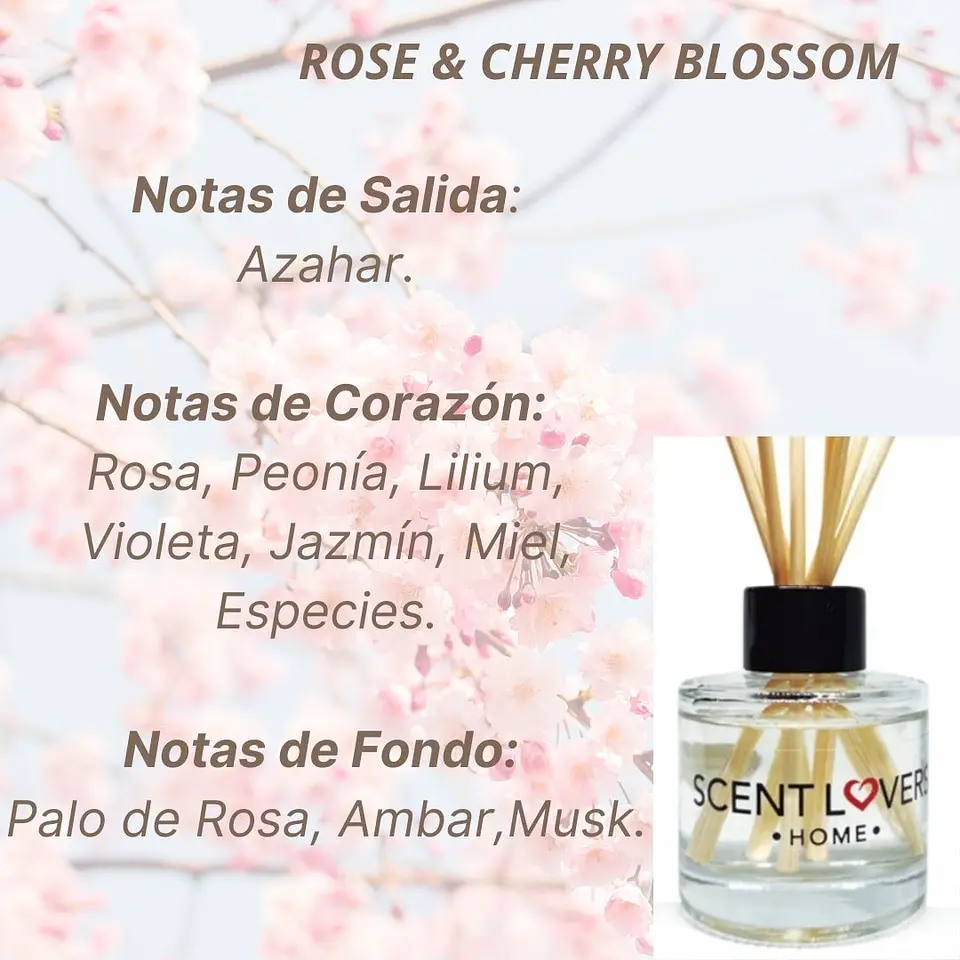 Rose & Cherry Blossom  Difusor con Varitas 50ml 2