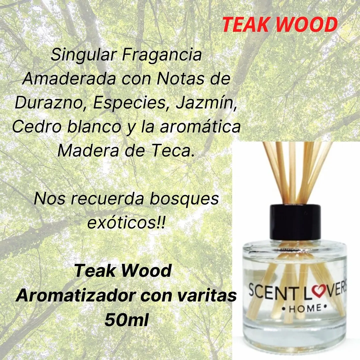 Teak Wood Difusor con Varitas 50ml 1