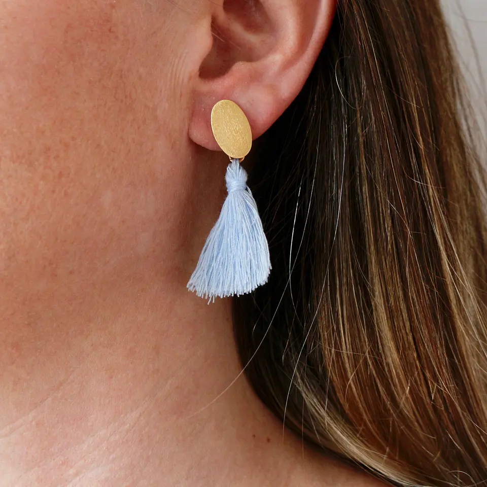 Aros bañados en oro con Borla Celeste. 2