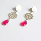 Aros bañados en plata con Calcedonia Fucsia. - Miniatura 2