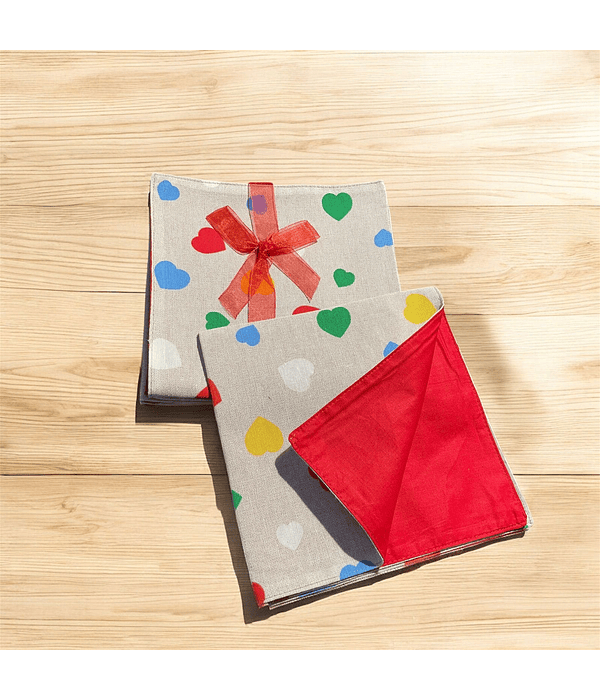 Set 4 Servilletas Corazones