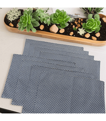 Set 8 Individuales Azul marino con lunares