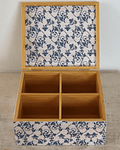 Caja De Bambú Flores Azules