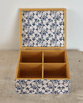 Caja De Bambú Flores Azules